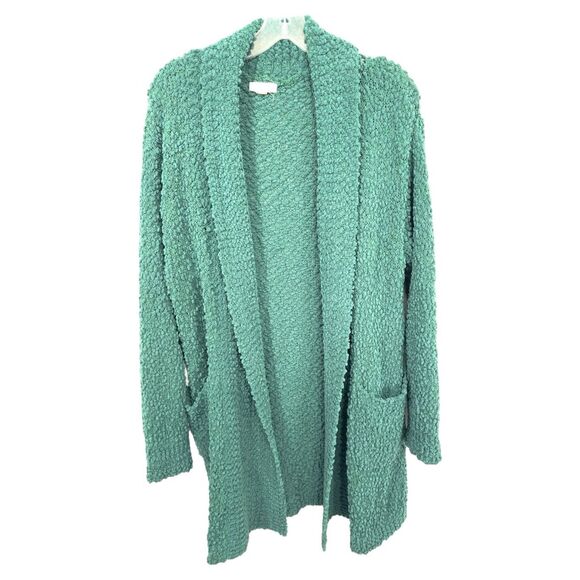 Oddy Plus Size 2X Sweater Popcorn Knit Long Cardigan Open Green‎ Textured A - Picture 1 of 8